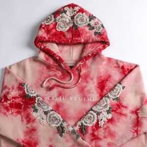 Marble Tie-Dye Roses Hoodie [Bright Red/Pink Colour]